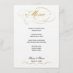 Elegant Script  Wedding Menu - Gold & Black