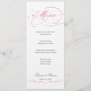 Elegant Script  Wedding Menu - Pink