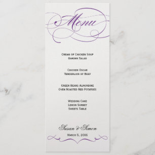 Elegant Script Wedding Menu - Purple