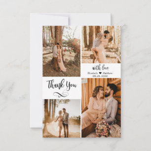 Elegant Script Wedding Multiple Photo Collage Tha Thank You Card