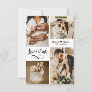 Elegant Script Wedding Photo Collage Thank You Card