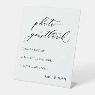 Elegant Script Wedding Photo Guestbook Table Sign 