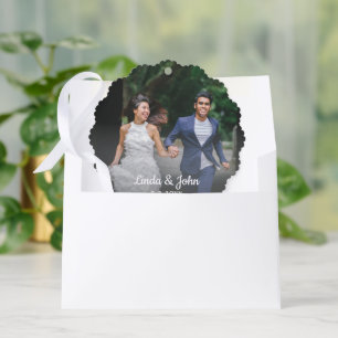 elegant script wedding photo minimalist holiday tree decoration card