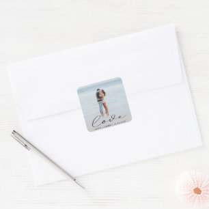Elegant Script Wedding Photo Personalised Sticker
