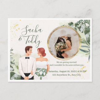 Elegant Script Wedding Photo Save the Date  Announcement Postcard