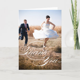 ELEGANT SCRIPT   WEDDING PHOTO THANK YOU CARD