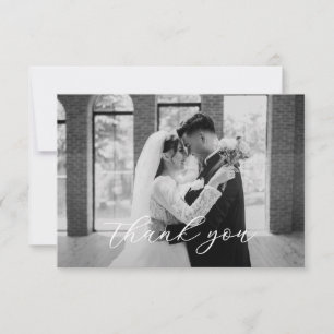 Elegant Script Wedding Photo Thank You Card