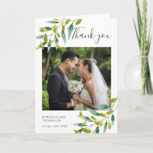 Elegant Script Wedding Photo Thank You Card