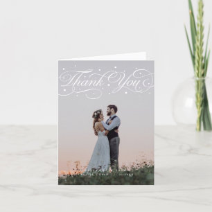 Elegant Script Wedding Photo Thank You Card