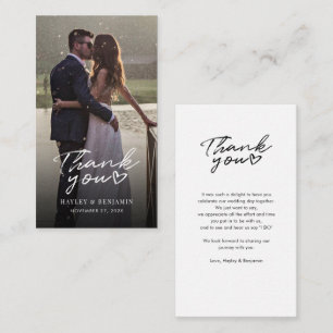 Elegant Script Wedding Photo Thank You Card