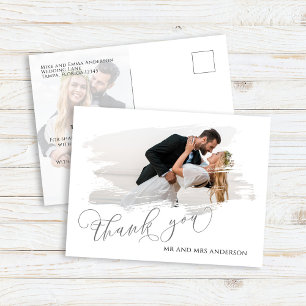 Elegant Script Wedding Photo Thank You Card