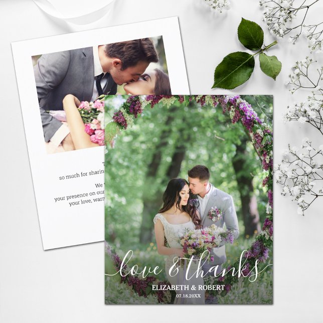 Elegant Script Wedding Photo Thank You Card (Creator Uploaded)