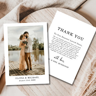 Elegant Script Wedding Photo Thank You Card