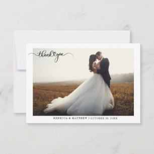Elegant Script Wedding Photo Thank You Card