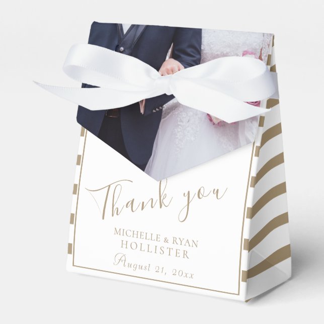 Elegant Script Wedding Photo Thank you Favour Box (Front Side)