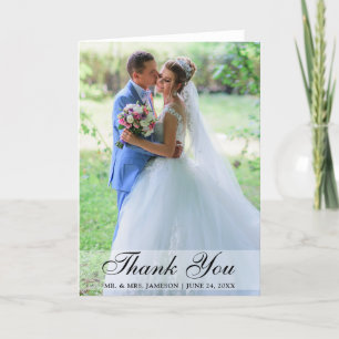 Elegant Script Wedding Photo Thank You Fold Card