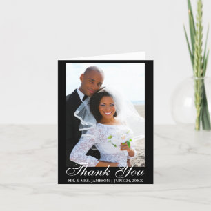 Elegant Script Wedding Photo Thank You Note Card