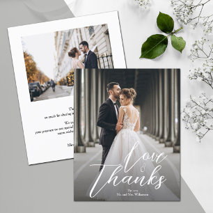 Elegant Script Wedding Photo Thank You Note Flyer