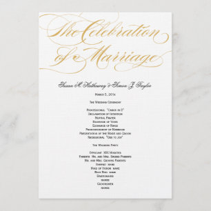 Elegant Script  Wedding Program - Gold & Black Programme