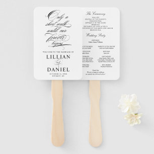 Elegant Script Wedding Program Hand Fan
