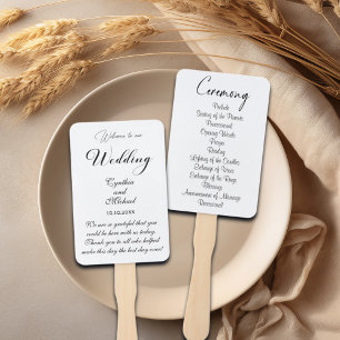 Elegant Script Wedding Program Hand Fan