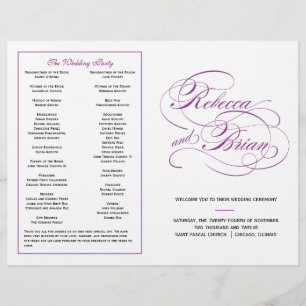 Elegant Script Wedding Program - Purple