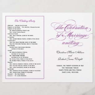 Elegant Script Wedding Program - Purple