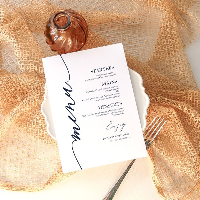 Elegant Script Wedding Reception Dinner Menu Card (Creator Uploaded)