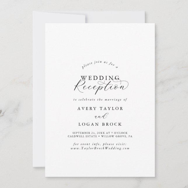 Elegant Script Wedding Reception Invitation (Front)