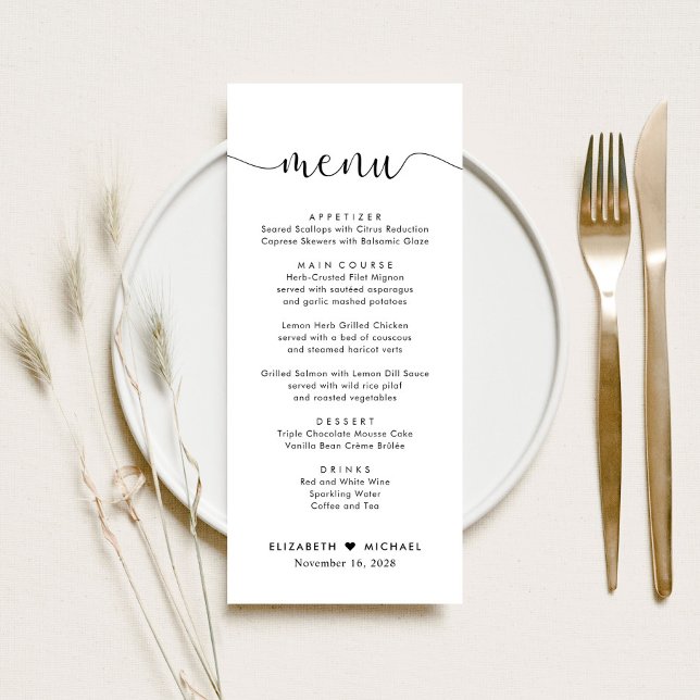 Elegant Script Wedding Reception Menu (Creator Uploaded)