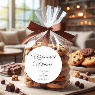 Elegant Script Wedding Rehearsal Dinner Classic Round Sticker