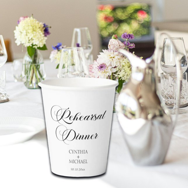 Elegant Script Wedding Rehearsal Dinner Paper Cups (Creator Uploaded)
