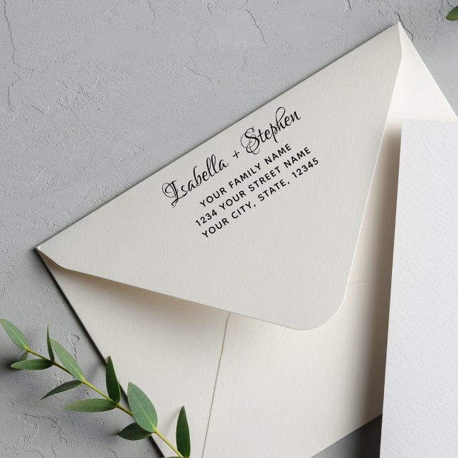 Elegant Script Wedding Return Address Self-inking Stamp (Creator Uploaded)