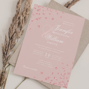 Elegant Script Wedding Rose Gold Confetti Blush  Invitation
