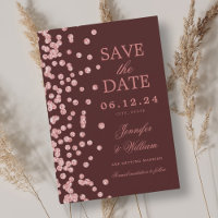Elegant Script Wedding Rose Gold Confetti Burgundy