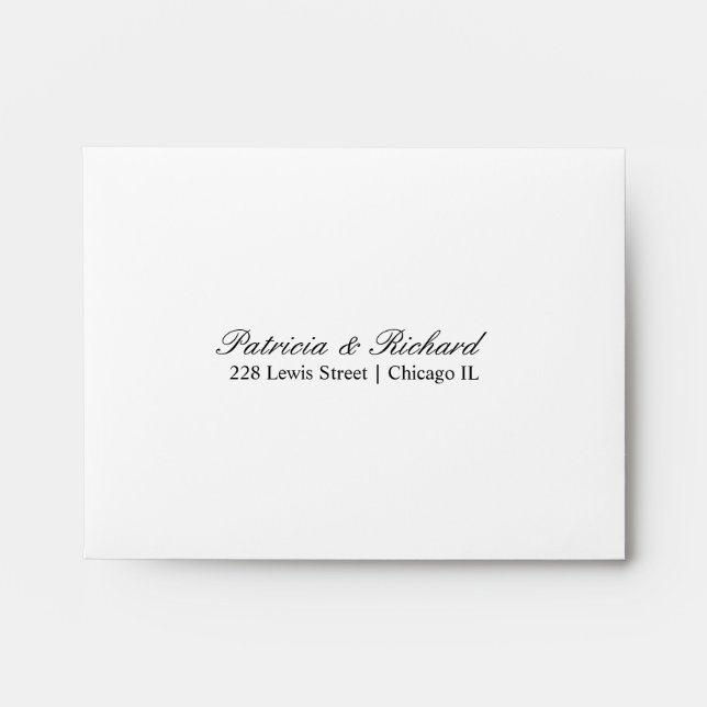 Elegant Script Wedding RSVP With Return Address Envelope (Front)