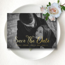 Elegant Script Wedding Save the Date Custom Photo