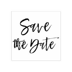 Elegant Script Wedding Save the Date Rubber Stamp