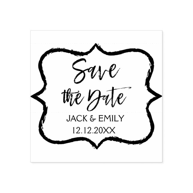 Elegant Script Wedding Save the Date Rubber Stamp (Imprint)