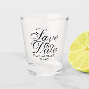 Elegant Script Wedding Save the Date Shot Glass