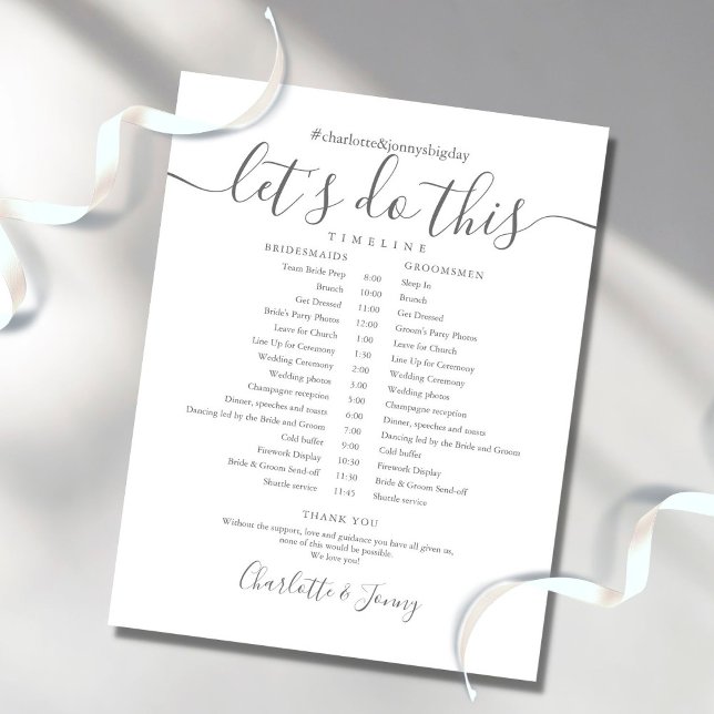Elegant Script Wedding Schedule Timeline (Creator Uploaded)