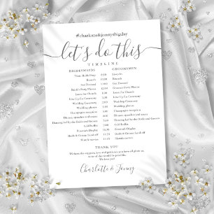 Elegant Script Wedding Schedule Timeline Card