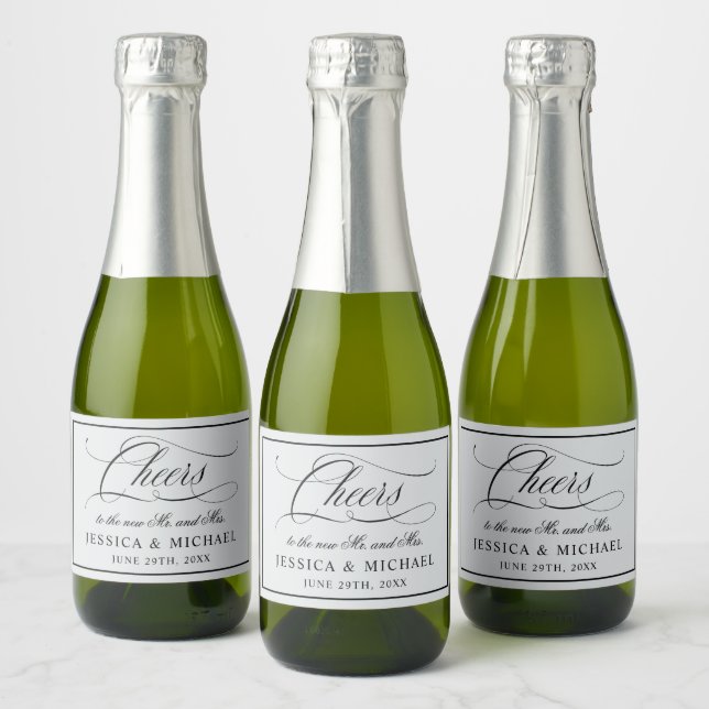 Elegant Script Wedding Sparkling Wine Toast Sparkling Wine Label (Bottles)