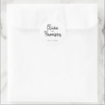 Elegant Script Wedding Sticker<br><div class="desc">Elegant Script Wedding Sticker Template. Personalise this elegant and stylish wedding sticker with names and date. Features black calligraphy script font and minimalist plain white background.</div>