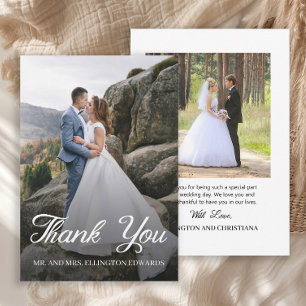 Elegant Script Wedding Thank You 2 Photo Card