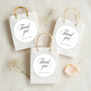Elegant Script Wedding Thank You Classic Round Sticker