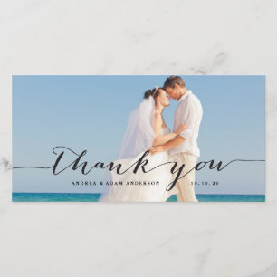 Elegant Script   Wedding Thank You Photo Card