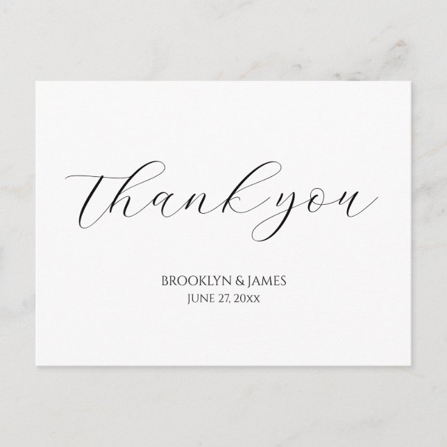 Elegant Script Wedding Thank You Postcards (Front)