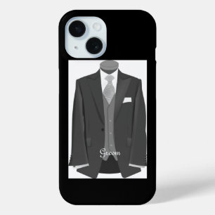 Elegant Script Wedding Tuxedo Suit Groom  iPhone 15 Case