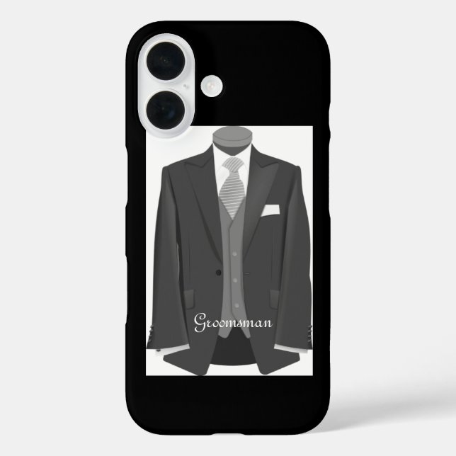 Elegant Script Wedding Tuxedo Suit Groomsman Case-Mate iPhone Case (Back)